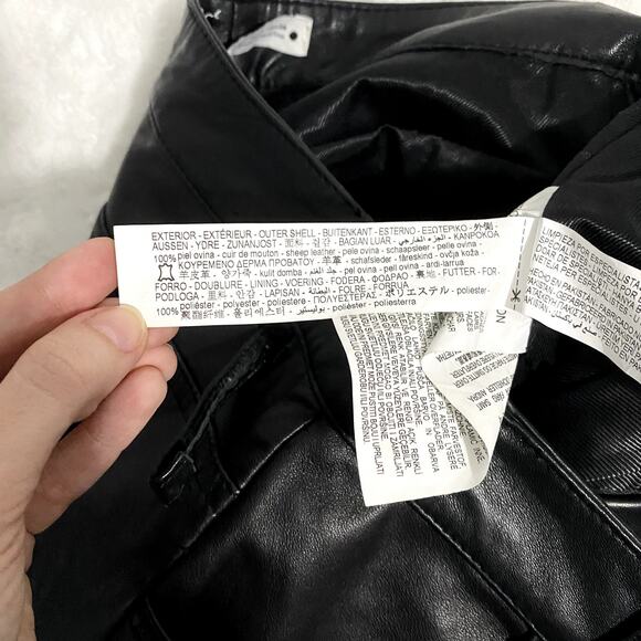 Zara Genuine Leather Black Flared Trousers High Rise Pants Limited Edition S - Picture 6 of 10